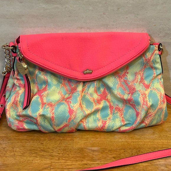 Juicy Couture Handbags - Juicy Couture Neon
Preppy Pink Large
Tunnel Flap Envelope
Cross Body Purse
Y2K.